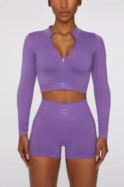 Long Sleeve Crop Top In Purple 10 Long Sleeve Crop Top In Purple -Sculpt Sets Body 409 2