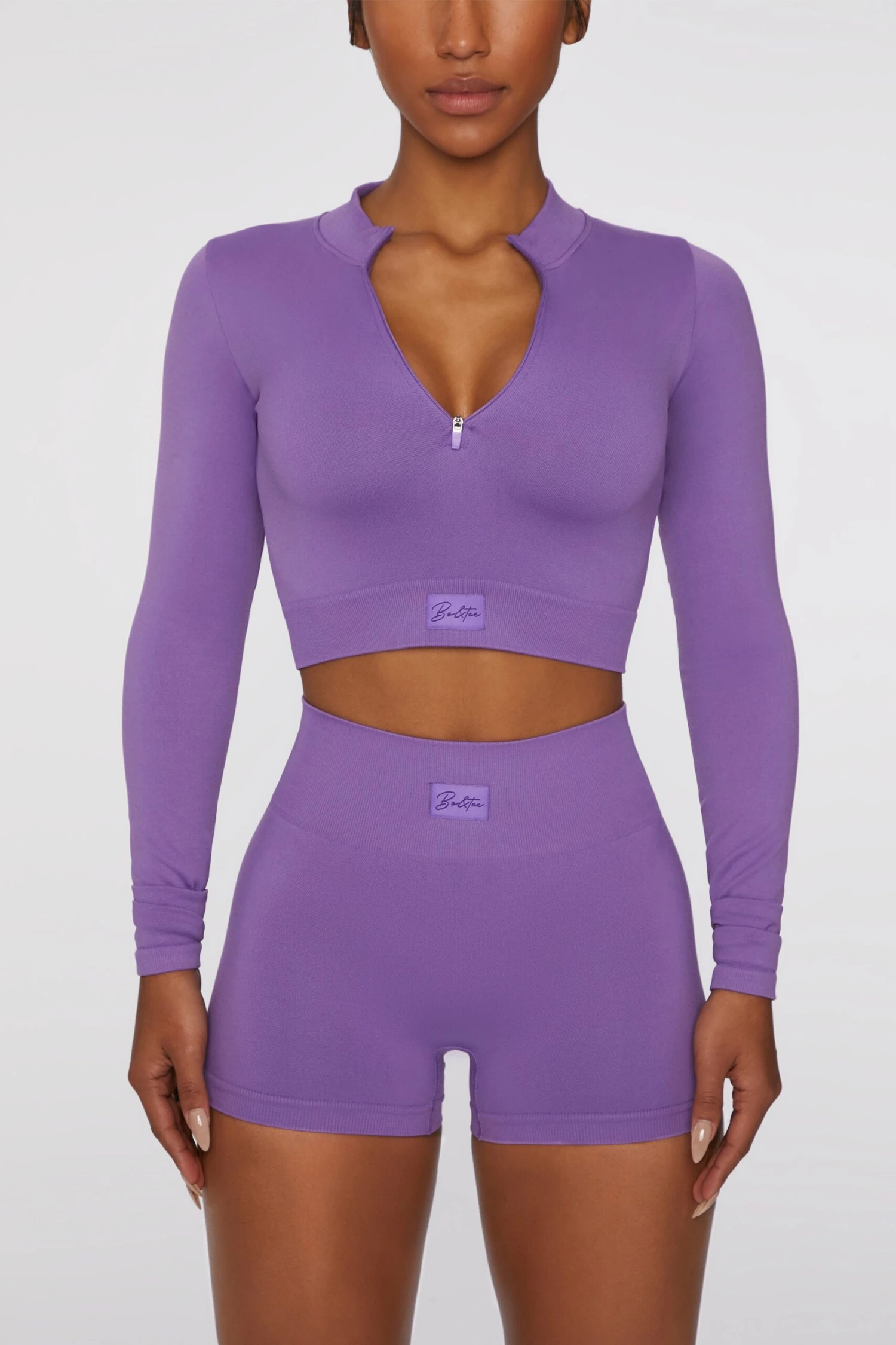 Long Sleeve Crop Top In Purple 6 Long Sleeve Crop Top In Purple - Image 4