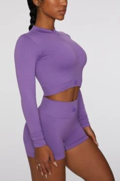 Long Sleeve Crop Top In Purple 9 Long Sleeve Crop Top In Purple -Sculpt Sets Body 409 5