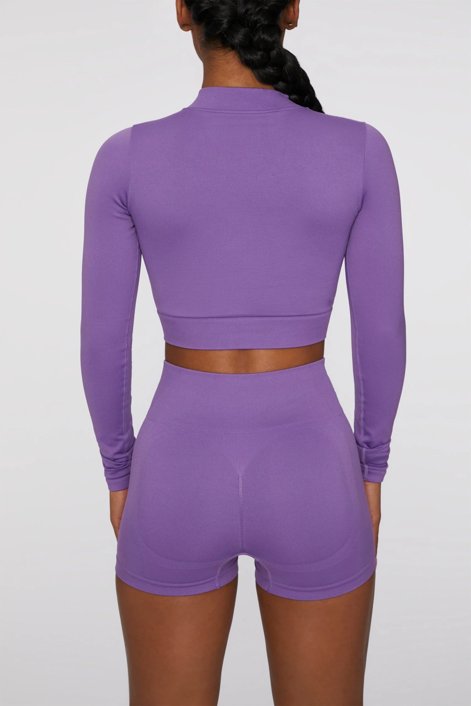 Long Sleeve Crop Top In Purple 4 Long Sleeve Crop Top In Purple - Image 2