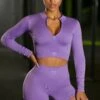 Long Sleeve Crop Top In Purple 1 Long Sleeve Crop Top In Purple -Sculpt Sets Body 409 7