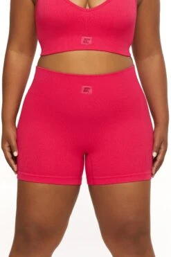 High Waist Mini Shorts In Hot Pink 21 High Waist Mini Shorts In Hot Pink -Sculpt Sets Body BT0041 5 Pink High Waist Plus Size Kiker Shorts