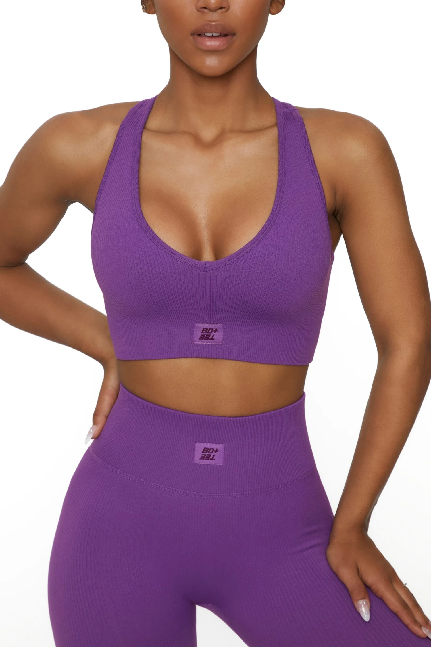 V Neck Sports Bra In Purple 9 V Neck Sports Bra In Purple - Image 7