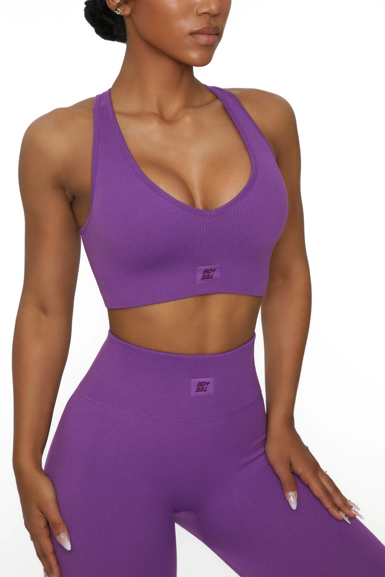 V Neck Sports Bra In Purple 8 V Neck Sports Bra In Purple - Image 6
