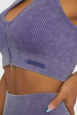 Keyhole Zip Crop Top In Violet 12 Keyhole Zip Crop Top In Violet -Sculpt Sets Body BT0413 1 Relay Violet Keyhole Zip Sport Crop Top