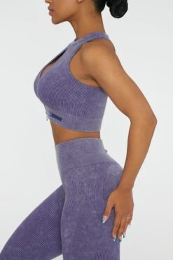 Keyhole Zip Crop Top In Violet 11 Keyhole Zip Crop Top In Violet -Sculpt Sets Body BT0413 3 Relay Violet Keyhole Zip Sport Crop Top