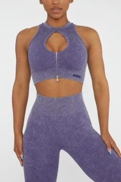 Keyhole Zip Crop Top In Violet 13 Keyhole Zip Crop Top In Violet -Sculpt Sets Body BT0413 4 Relay Violet Keyhole Zip Sport Crop Top