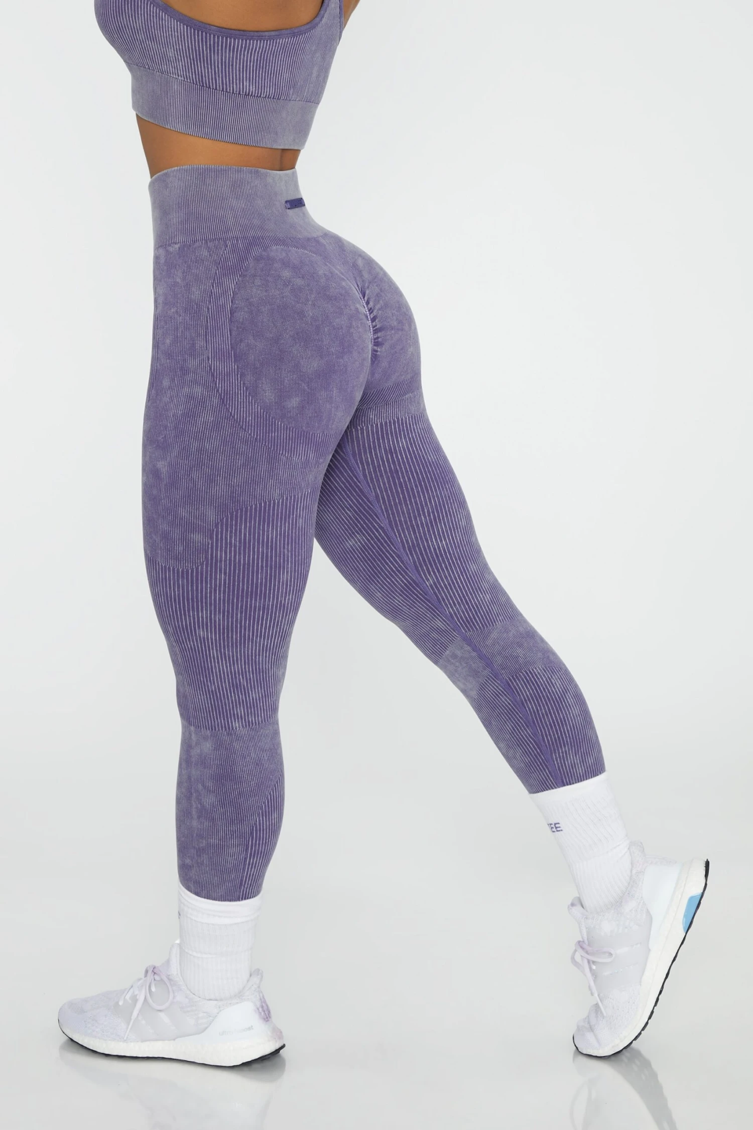 High Waisted Leggings In Violet 5 High Waisted Leggings In Violet - Image 3