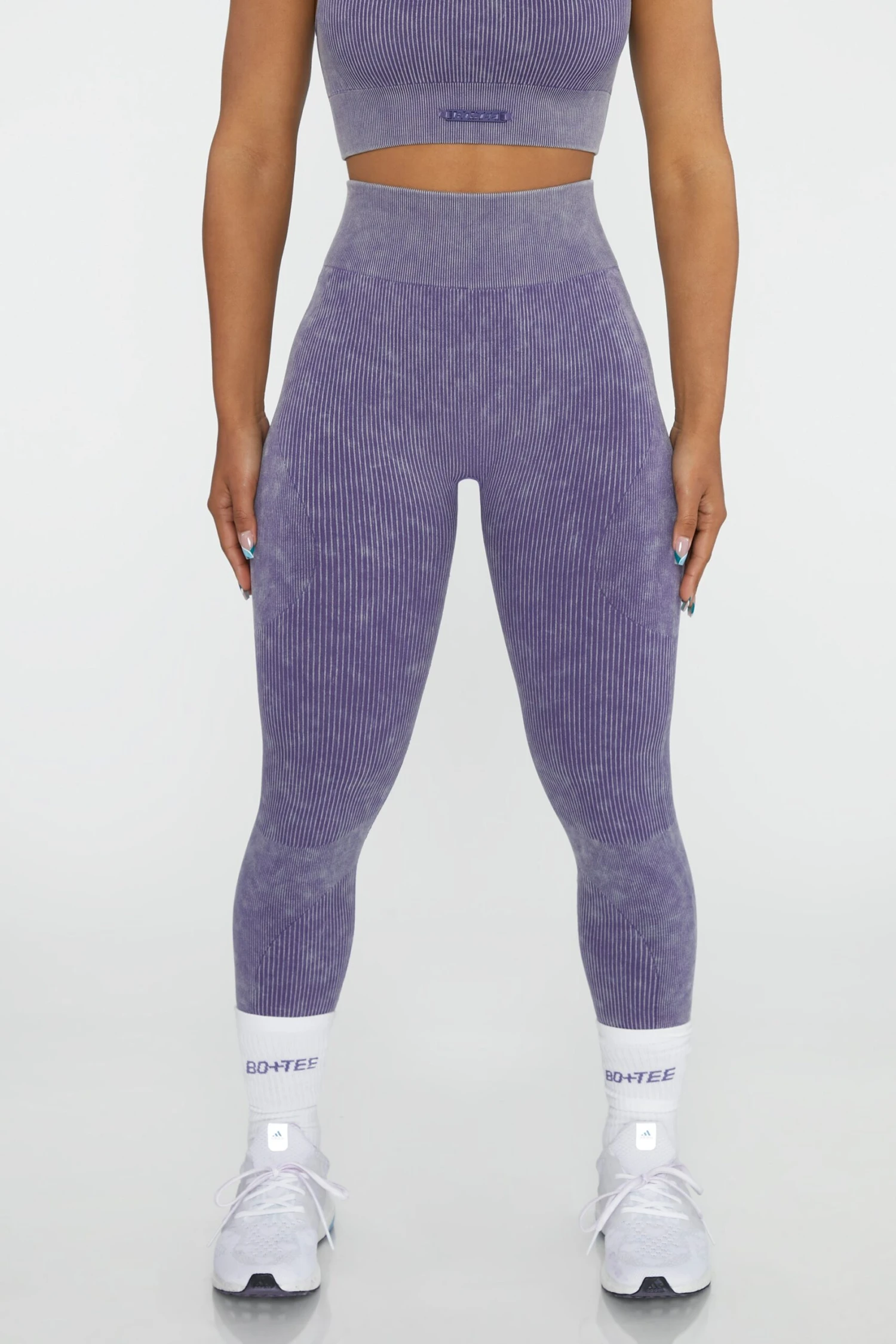 High Waisted Leggings In Violet 4 High Waisted Leggings In Violet - Image 2