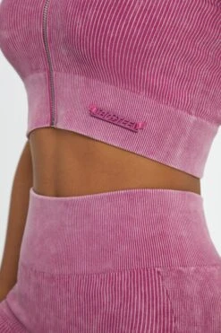 Short Sleeve Zip Crop Top In Dark Pink 14 Short Sleeve Zip Crop Top In Dark Pink -Sculpt Sets Body BT0417 1 Chase Dark Pink Cuff Sleeve Zip Up Crop Top