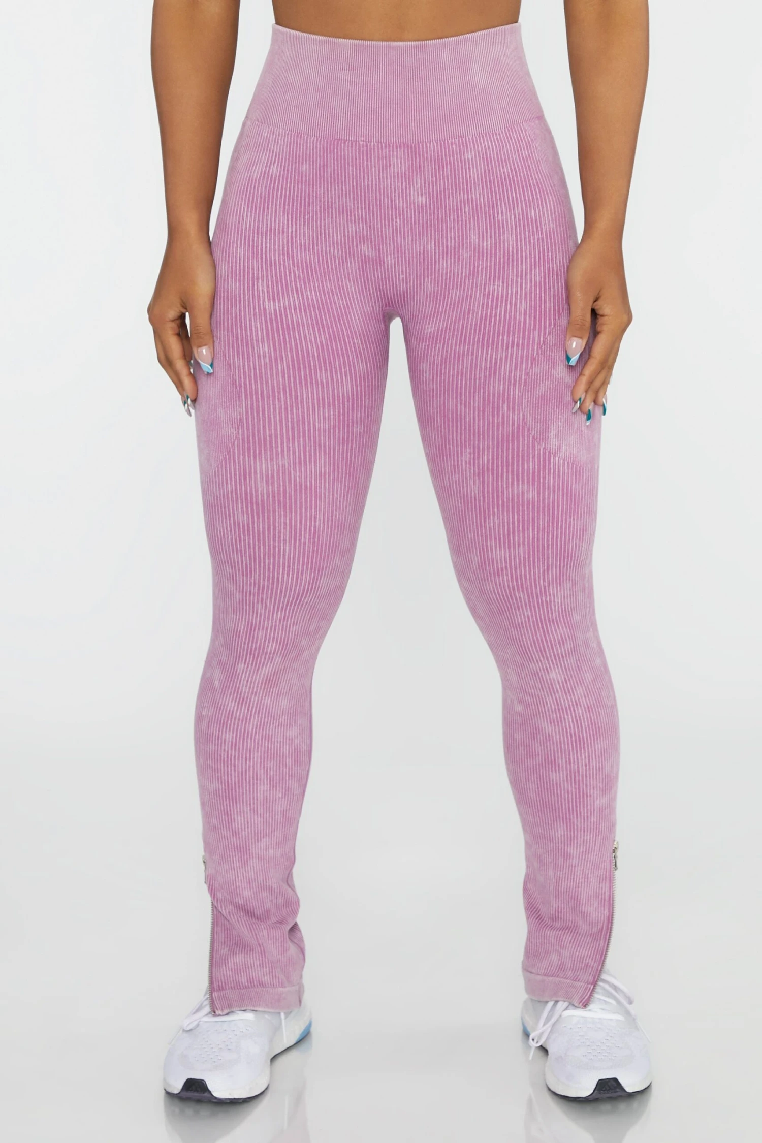 Side Zip Flare Leggings In Pink 4 Side Zip Flare Leggings In Pink - Image 2