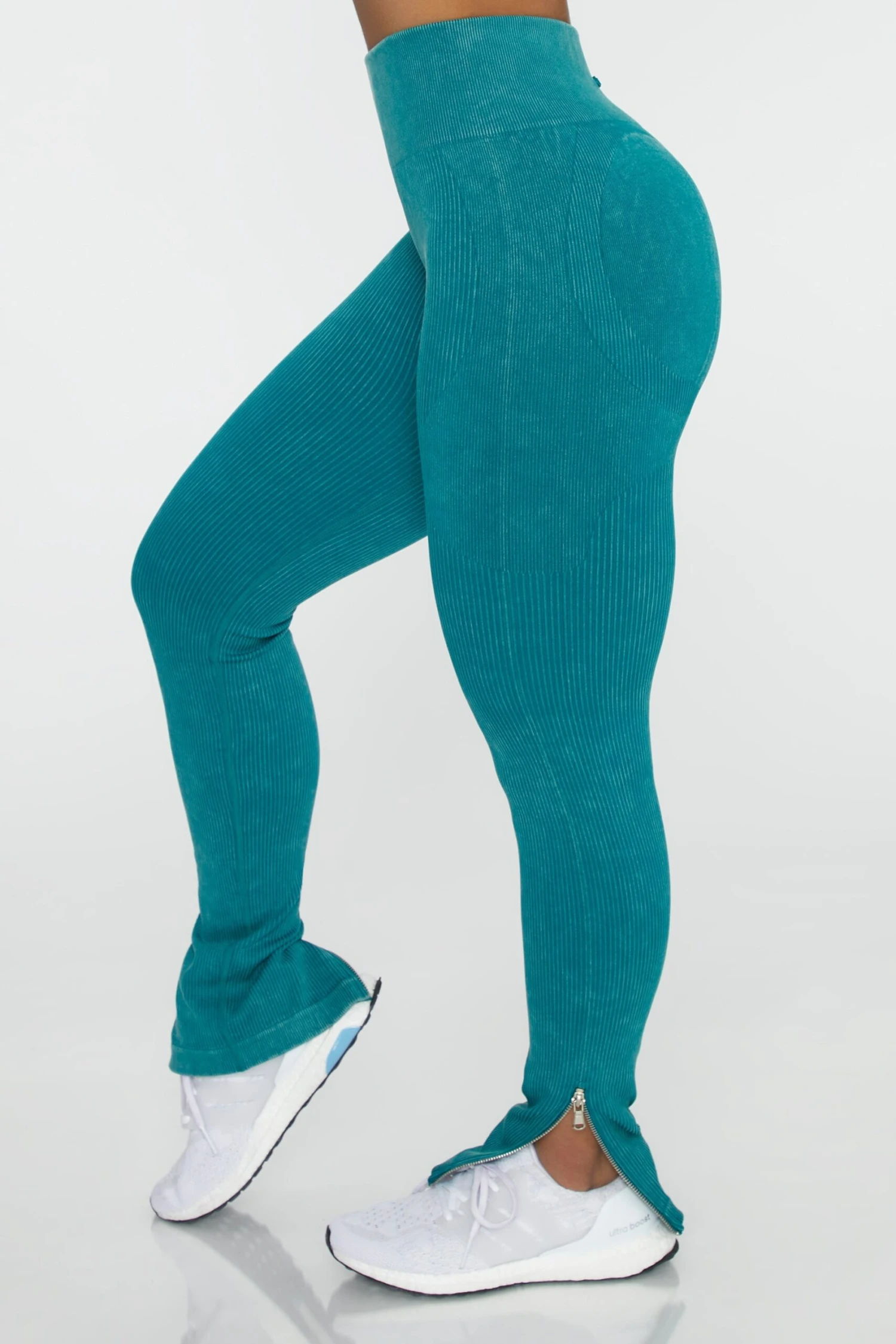 Side Zip Flare Leggings In Teal 4 Side Zip Flare Leggings In Teal - Image 3