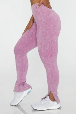 Side Zip Flare Leggings In Pink 12 Side Zip Flare Leggings In Pink -Sculpt Sets Body BT0420 3 Burner Pink Flare Full Length Sports Leggings