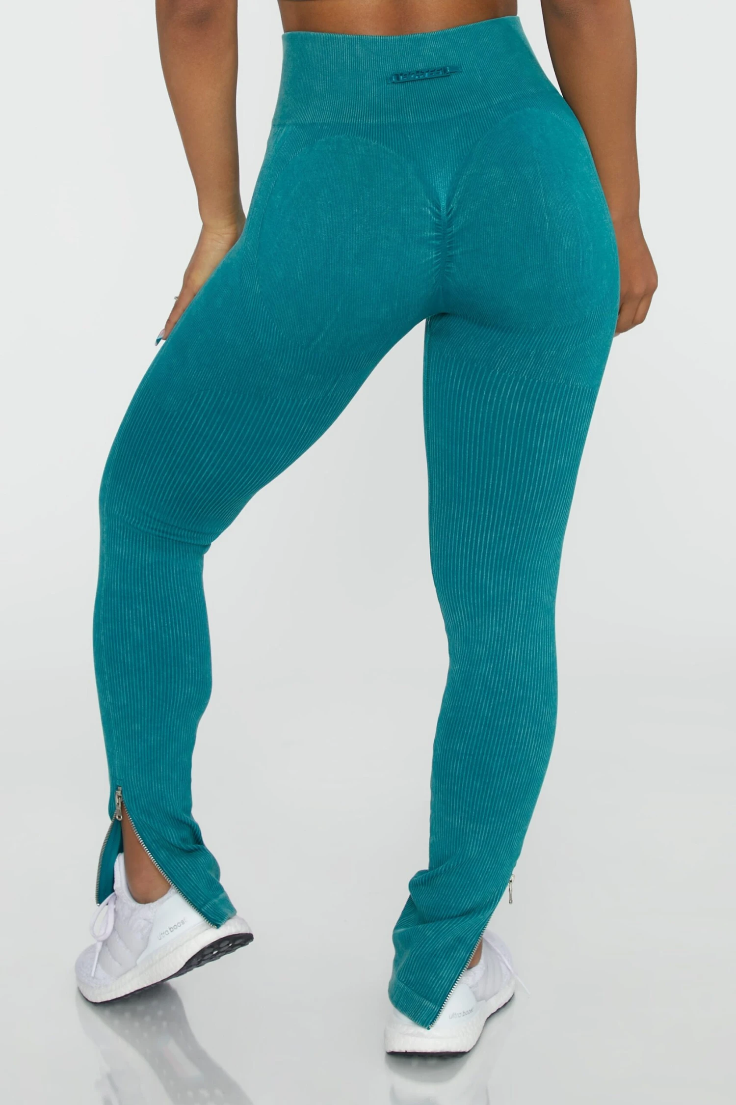 Side Zip Flare Leggings In Teal 5 Side Zip Flare Leggings In Teal - Image 4