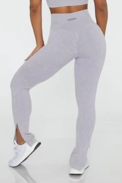 Side Zip Flare Leggings In Lilac -Sculpt Sets Body BT0420 7 Flare Lilac Ankle Zip Full Length Leggings