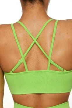 Seamless Strappy Sports Bra In Green -Sculpt Sets Body BT0462 6 Green Halter Sports Bra