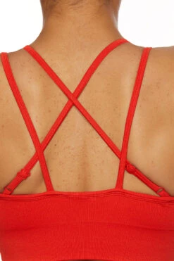 Seamless Strappy Sports Bra In Red -Sculpt Sets Body BT0462 6 Red Halter Sports Bra