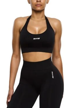 Halter Neck Sports Bra In Black 16 Halter Neck Sports Bra In Black -Sculpt Sets Body BT0463 2 Black Halter Neck Sports Bracopy2
