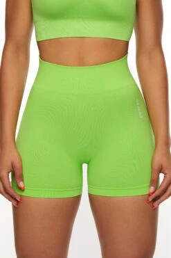 Seamless High Waist Mini Shorts In Green -Sculpt Sets Body BT0464 1 Green Biker Shorts