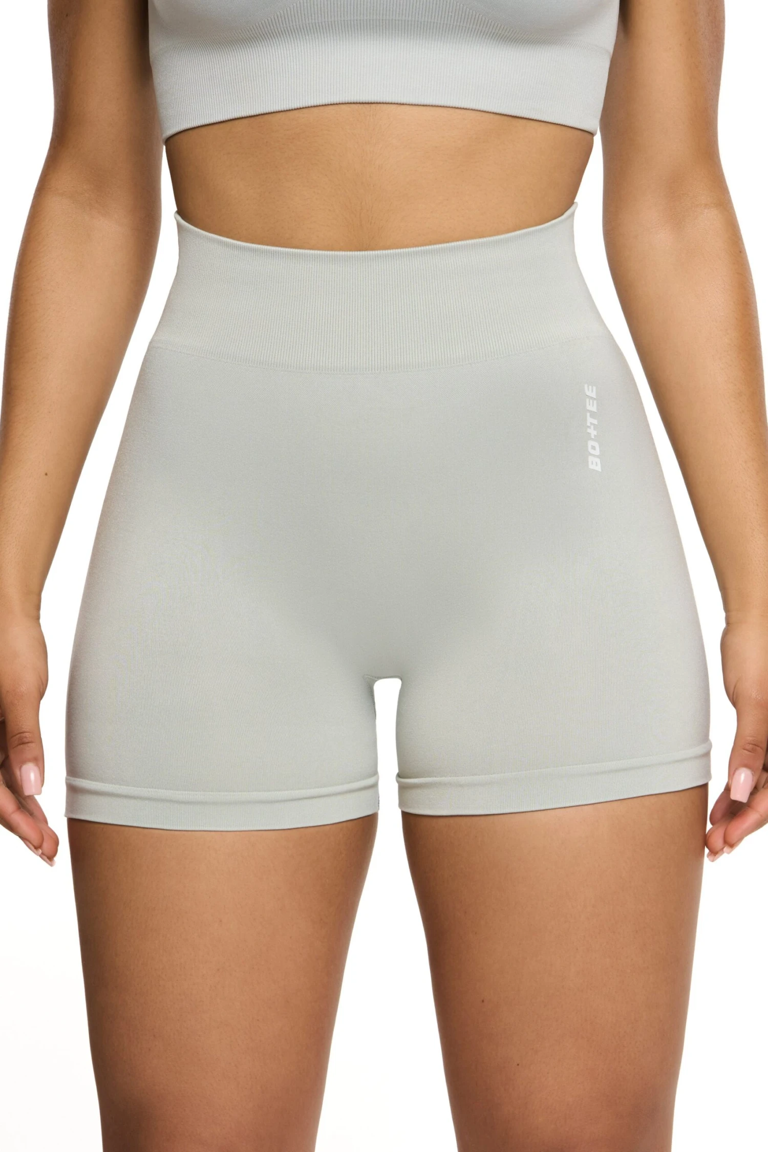 Seamless High Waist Mini Shorts In Grey 3 Seamless High Waist Mini Shorts In Grey - Image 2