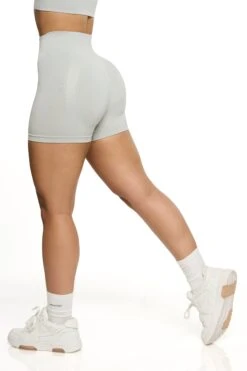 Seamless High Waist Mini Shorts In Grey 14 Seamless High Waist Mini Shorts In Grey -Sculpt Sets Body BT0464 3 Grey Mini Shorts