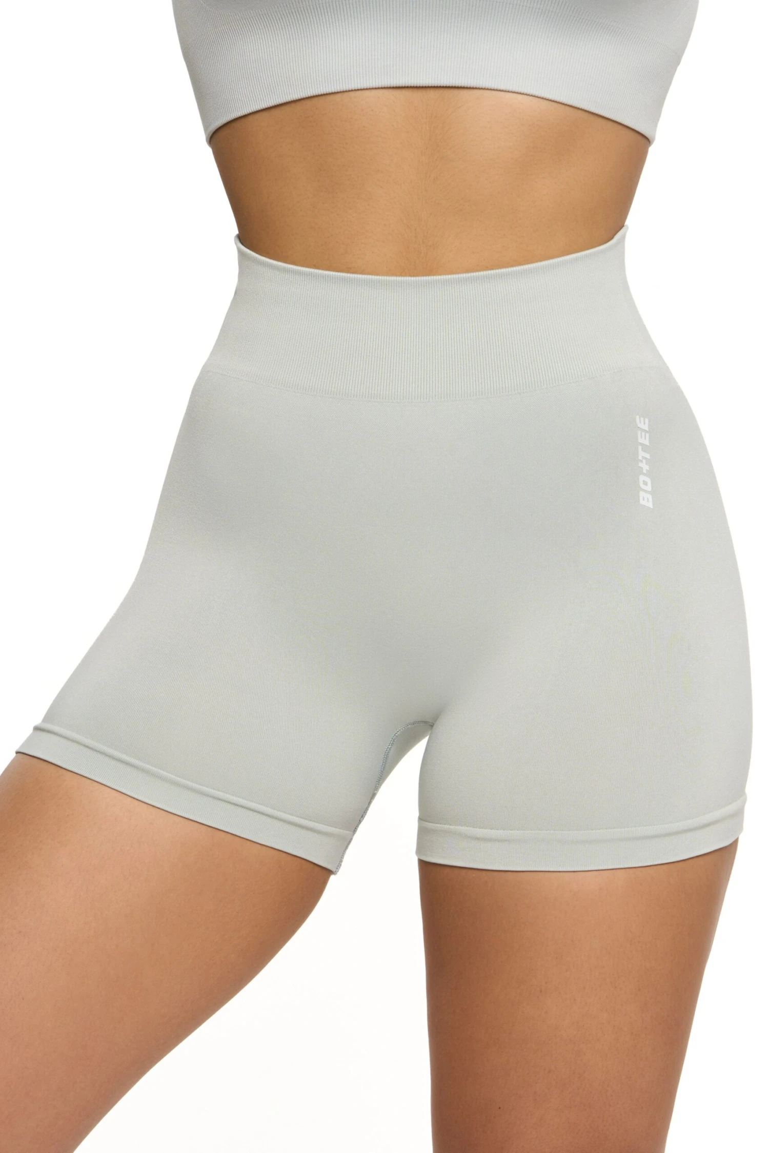 Seamless High Waist Mini Shorts In Grey 8 Seamless High Waist Mini Shorts In Grey - Image 7