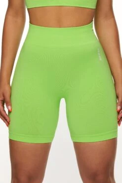 Seamless High Waist Biker Shorts In Green -Sculpt Sets Body BT0465 2 Green Biker Shorts