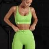 Seamless High Waist Biker Shorts In Green -Sculpt Sets Body BT0465 7 Green Biker Shorts