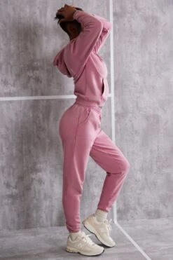 High Waist Cuffed Joggers In Rose 11 High Waist Cuffed Joggers In Rose -Sculpt Sets Body BT0485 BT0486 9 Effortless Pink Joggers High Vibe Hooded Jumper