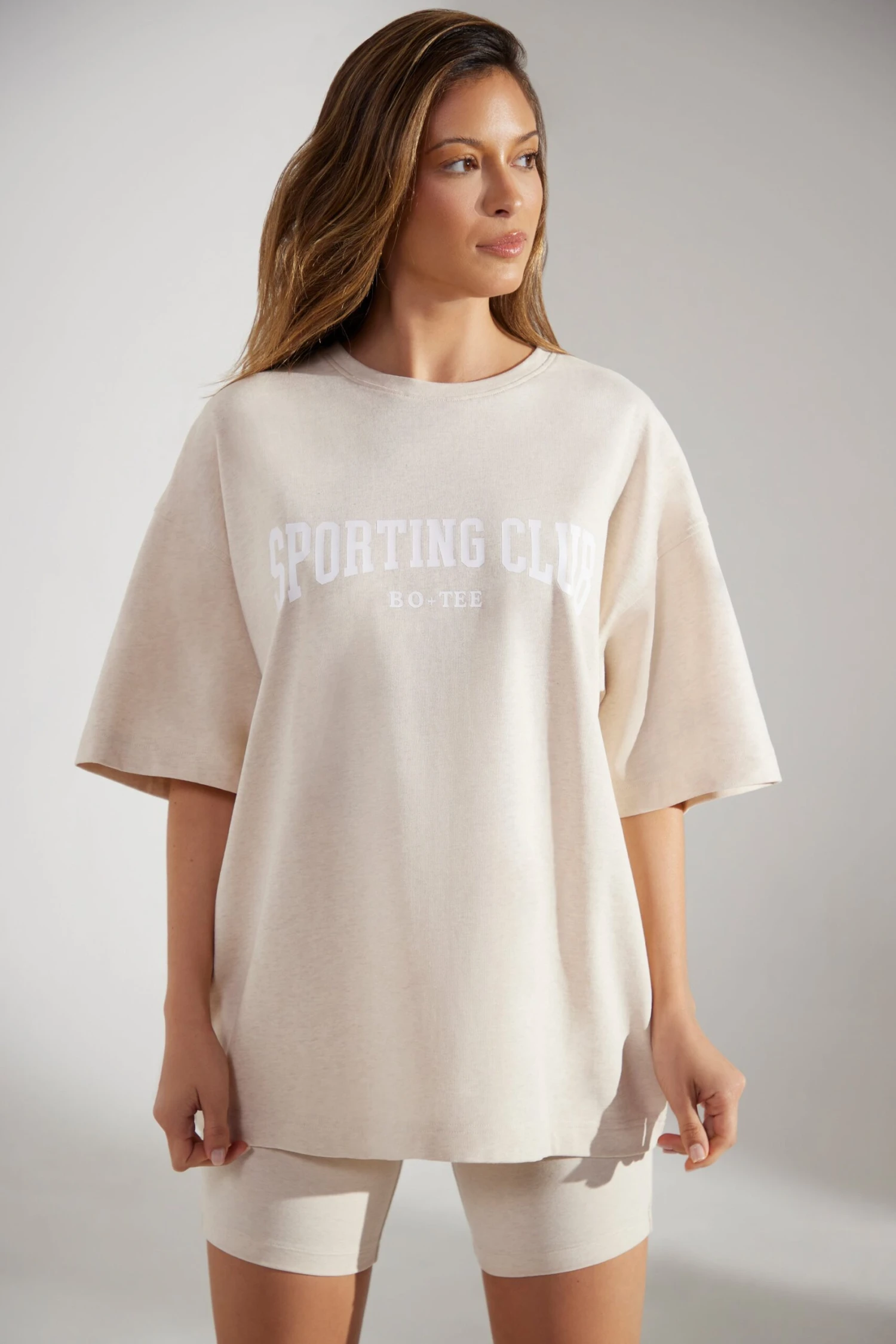 Oversized Short Sleeve T-Shirt In Heather Oat 7 Oversized Short Sleeve T-Shirt In Heather Oat - Image 5