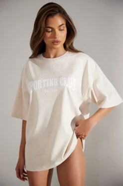 Oversized Short Sleeve T-Shirt In Heather Oat 14 Oversized Short Sleeve T-Shirt In Heather Oat -Sculpt Sets Body BT0510 3 Society Oat Oversized T Shirt