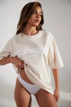 Oversized Short Sleeve T-Shirt In Heather Oat 15 Oversized Short Sleeve T-Shirt In Heather Oat -Sculpt Sets Body BT0510 7 Society Oat Oversized T Shirt