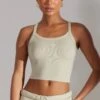 Soft Rib Tank Top In Limestone 1 Soft Rib Tank Top In Limestone -Sculpt Sets Body BT0511 1 Limestone High Neck Tank Top