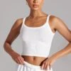Soft Rib Tank Top In White 1 Soft Rib Tank Top In White -Sculpt Sets Body BT0511 1 White High Neck Tank Top