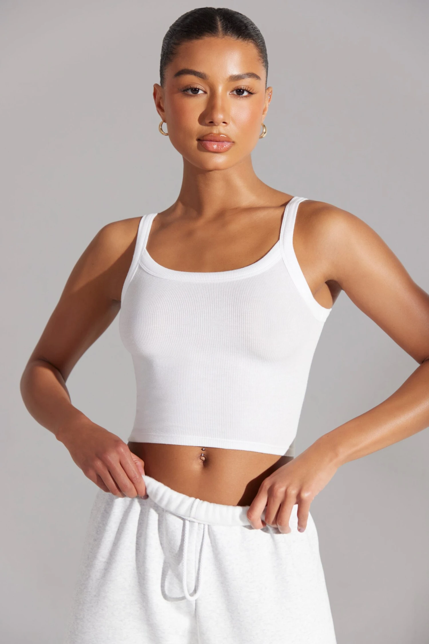 Soft Rib Tank Top In White 3 Soft Rib Tank Top In White