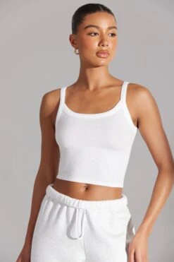 Soft Rib Tank Top In White 13 Soft Rib Tank Top In White -Sculpt Sets Body BT0511 2 White High Neck Tank Top