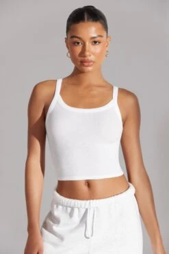 Soft Rib Tank Top In White 14 Soft Rib Tank Top In White -Sculpt Sets Body BT0511 3 White High Neck Tank Top