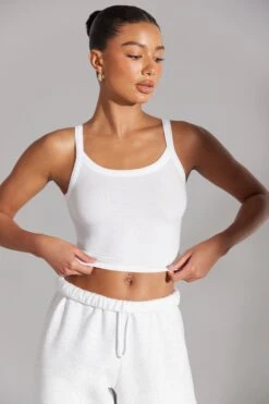 Soft Rib Tank Top In White 15 Soft Rib Tank Top In White -Sculpt Sets Body BT0511 4 White High Neck Tank Top