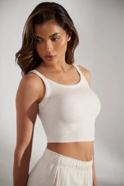Soft Rib Tank Top In Heather Oat 12 Soft Rib Tank Top In Heather Oat -Sculpt Sets Body BT0511 5 Oat High Neck Tank Top
