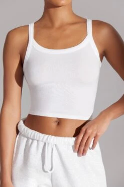 Soft Rib Tank Top In White 12 Soft Rib Tank Top In White -Sculpt Sets Body BT0511 5 White High Neck Tank Top