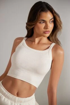 Soft Rib Tank Top In Heather Oat 14 Soft Rib Tank Top In Heather Oat -Sculpt Sets Body BT0511 7 Oat High Neck Tank Top