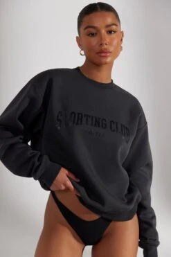 Oversized Sweatshirt In Washed Black