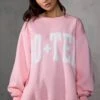 Oversized Sweatshirt In Baby Pink -Sculpt Sets Body BT0515 2 Pink Oversized Sweater