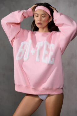 Oversized Sweatshirt In Baby Pink 14 Oversized Sweatshirt In Baby Pink -Sculpt Sets Body BT0515 4 Pink Oversized Sweater