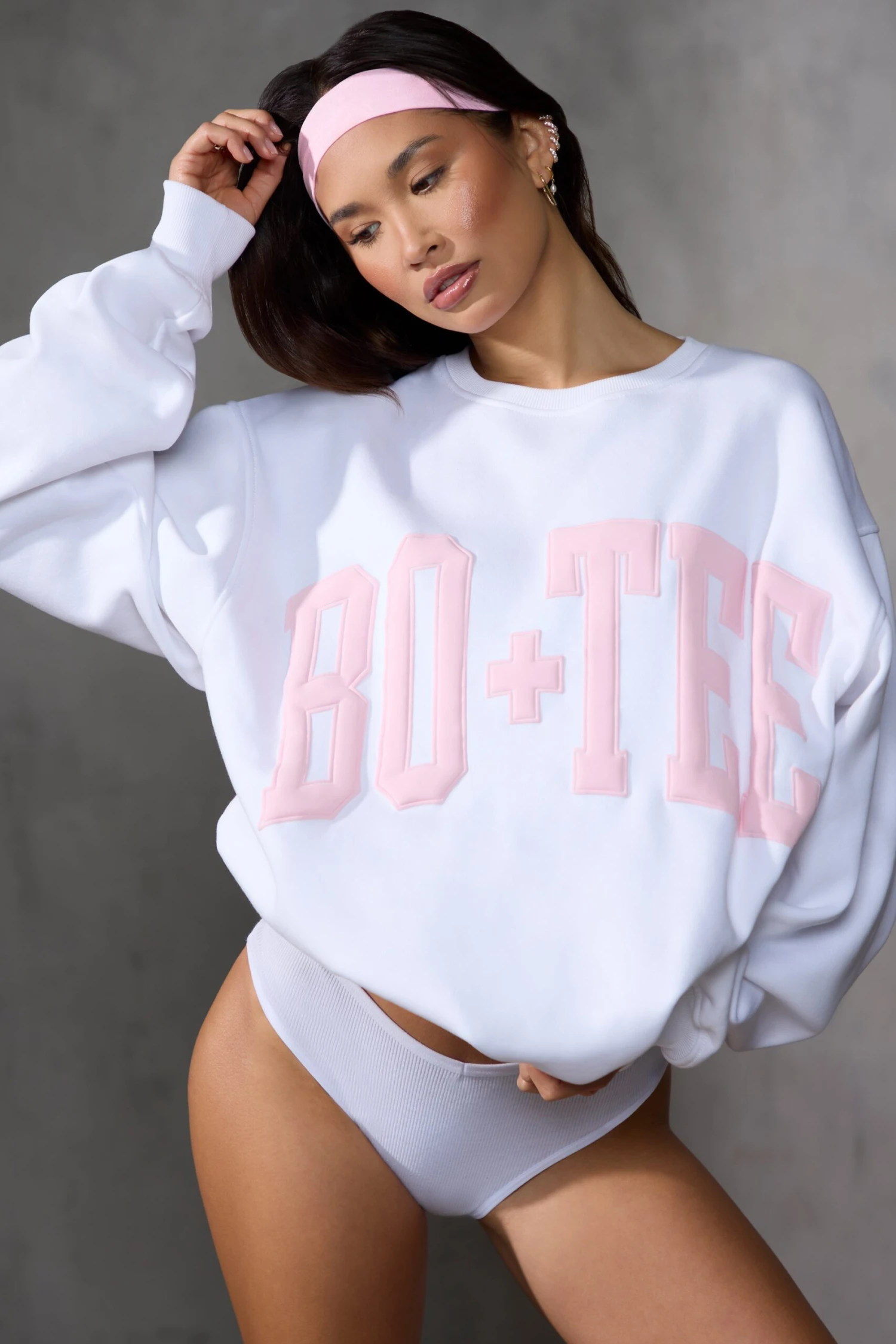 Oversized Sweatshirt In Baby Pink Print 3 Oversized Sweatshirt In Baby Pink Print