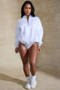 Oversized Half Zip Sweatshirt In Marled Grey 17 Oversized Half Zip Sweatshirt In Marled Grey -Sculpt Sets Body BT0517 2 Comfrot Zone Marled Grey Oversized Half Zip Sweater