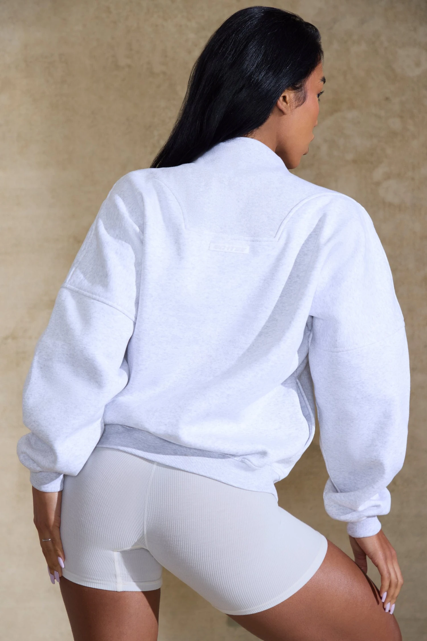 Oversized Half Zip Sweatshirt In Marled Grey 4 Oversized Half Zip Sweatshirt In Marled Grey - Image 2