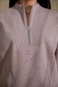 Oversized Half Zip Sweatshirt In Brown -Sculpt Sets Body BT0517 8 Comfort Zone Brown Oversized Half Zip Sweater