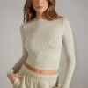 Soft Rib Long Sleeve Top In Limestone