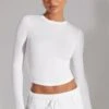 Soft Rib Long Sleeve Top In White -Sculpt Sets Body BT0518 1 White Long Sleeve Top
